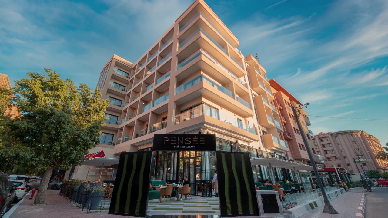 The facade of Stars Hotel & Spa Marrakech in daylight